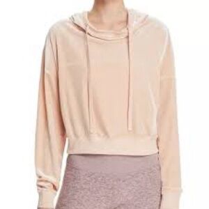 Alo Yoga Velour Velvet Cropped Hoodie Size M Color Nectar Light Pink Athleisure